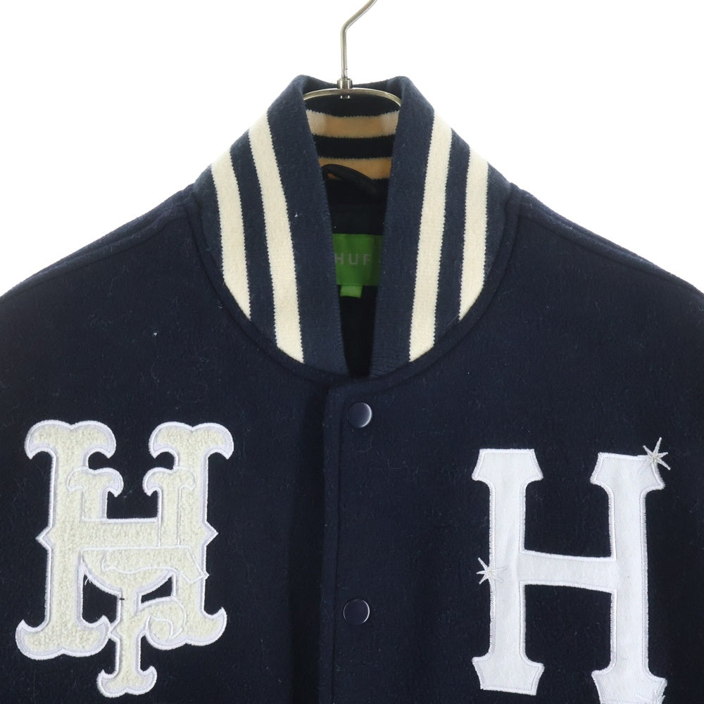 HUF(ハフ) 20 YEAR CLASSIC H VARSITY JACKET JK00368 20周年 ウール スタジアム ジャケット ネイビー