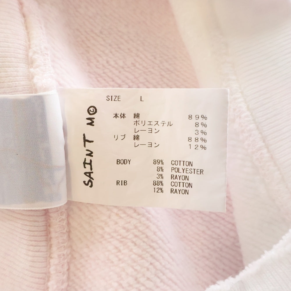 SAINT MICHAEL(セントマイケル) 23AW CREW NECK SWEAT_ONE POINT ヴィンテージ加工 タイダイ染めクルーネックスウェット トレーナー ホワイト/ピンク SM-A23-0000-025