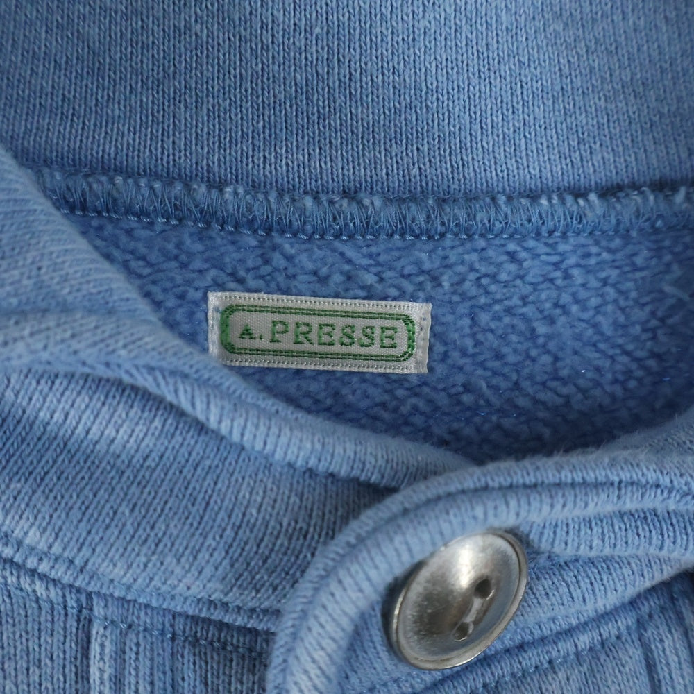 A.PRESSE(アプレッセ) 25AW Vintage Sweat Cardigan ヴィンテージ加工スウェットカーディガン ブルー 25AAP-05-08