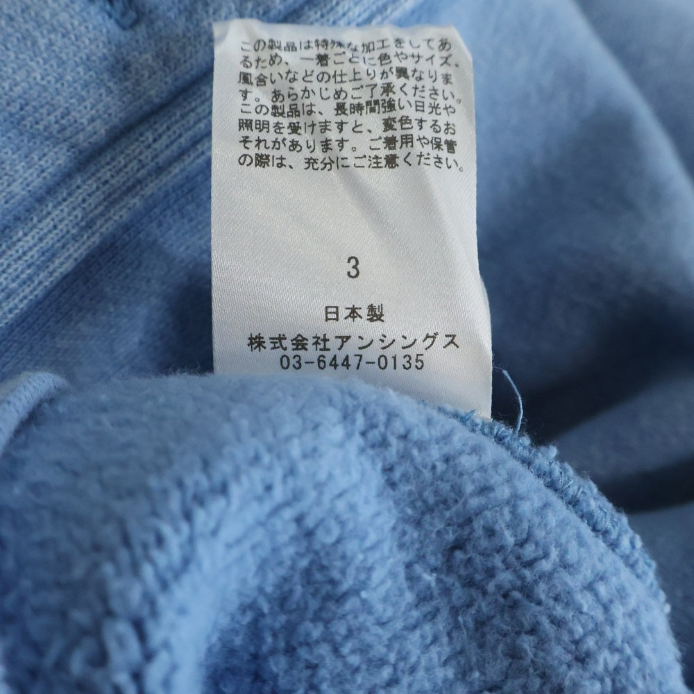 A.PRESSE(アプレッセ) 25AW Vintage Sweat Cardigan ヴィンテージ加工スウェットカーディガン ブルー 25AAP-05-08