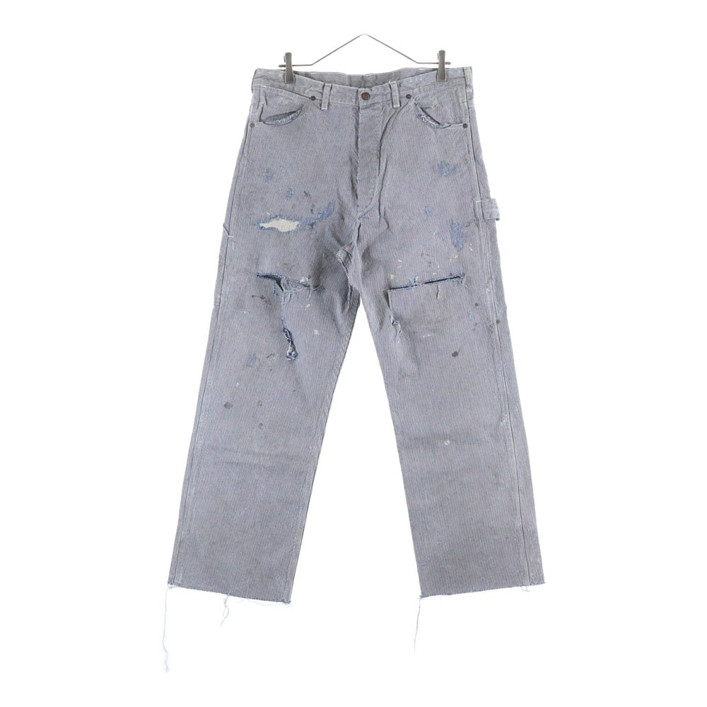 SAINT MICHAEL(セントマイケル) 24SS DENIM PANTS PAINTER HICKORY STRP ヴィンテージ加工 ヒッコリーストライプ ペインターパンツ ホワイト/インディゴ SM-YS8-0000-051