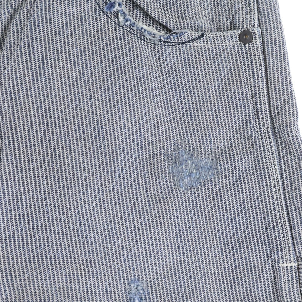 SAINT MICHAEL(セントマイケル) 24SS DENIM PANTS PAINTER HICKORY STRP ヴィンテージ加工 ヒッコリーストライプ ペインターパンツ ホワイト/インディゴ SM-YS8-0000-051