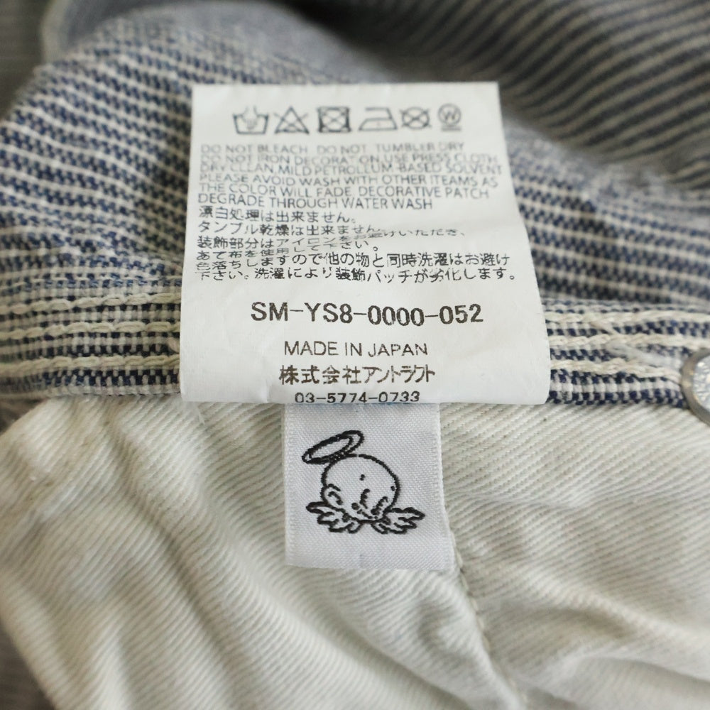 SAINT MICHAEL(セントマイケル) 24SS DENIM PANTS PAINTER HICKORY STRP ヴィンテージ加工 ヒッコリーストライプ ペインターパンツ ホワイト/インディゴ SM-YS8-0000-051