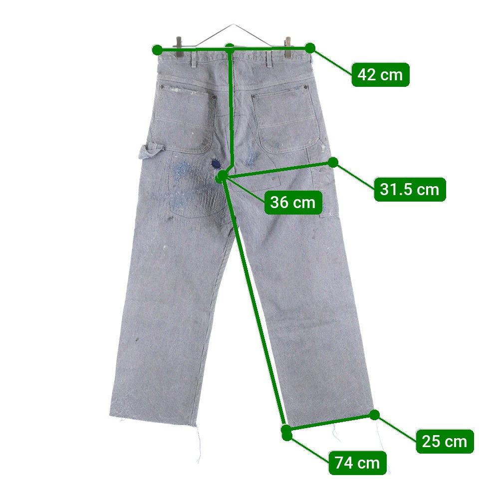 SAINT MICHAEL(セントマイケル) 24SS DENIM PANTS PAINTER HICKORY STRP ヴィンテージ加工 ヒッコリーストライプ ペインターパンツ ホワイト/インディゴ SM-YS8-0000-051