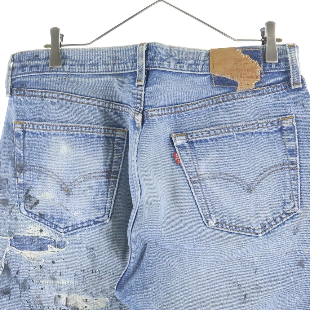 OVER DESIGN(オーバーデザイン) リーバイス 501 USA製 リメイクデニムパンツ ダメージ ペンキ タタキ加工 インディゴ