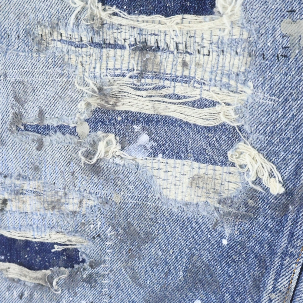 OVER DESIGN(オーバーデザイン) リーバイス 501 USA製 リメイクデニムパンツ ダメージ ペンキ タタキ加工 インディゴ