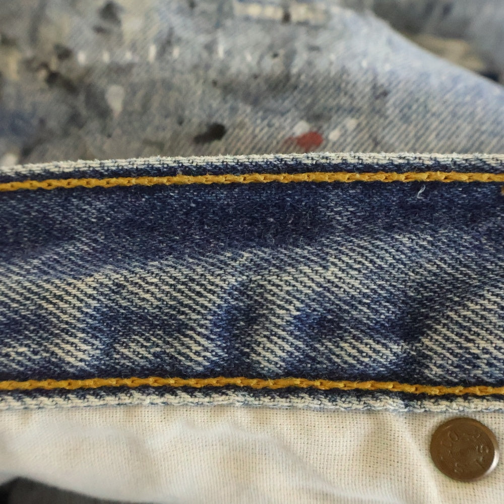 OVER DESIGN(オーバーデザイン) リーバイス 501 USA製 リメイクデニムパンツ ダメージ ペンキ タタキ加工 インディゴ