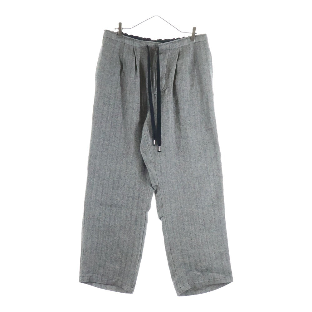 MAATEE&SONS(マーティーアンドサンズ) 24AW EASY PANTS LINEN ALPACA HERRINGBONE リネンアルパカ混 ヘリンボーンイージーワイドパンツ グレー MT4303-0209A