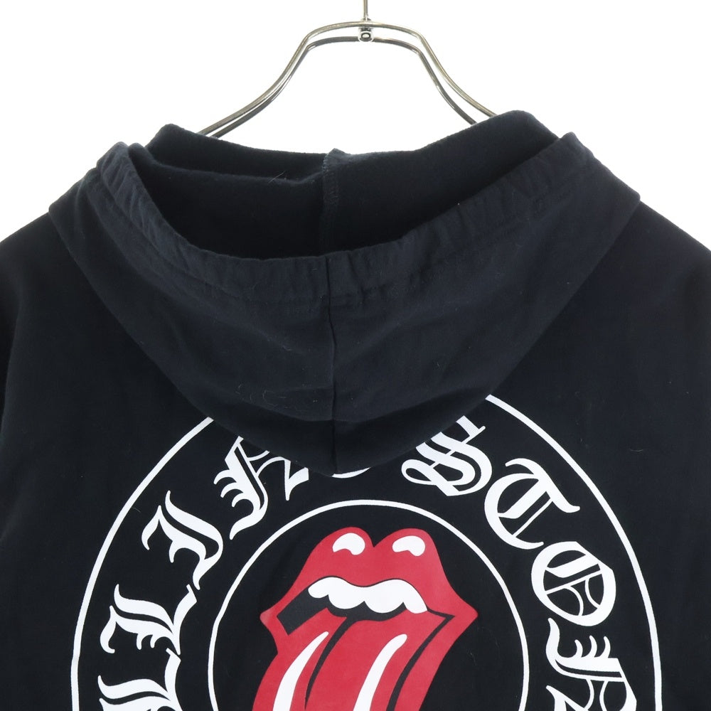 CHROME HEARTS(クロムハーツ) ×The Rolling Stones Lip And Tongue Hoodie ローリングストーンズ リップアンドタン ホースシュープリント ジップアップパーカー ブラック