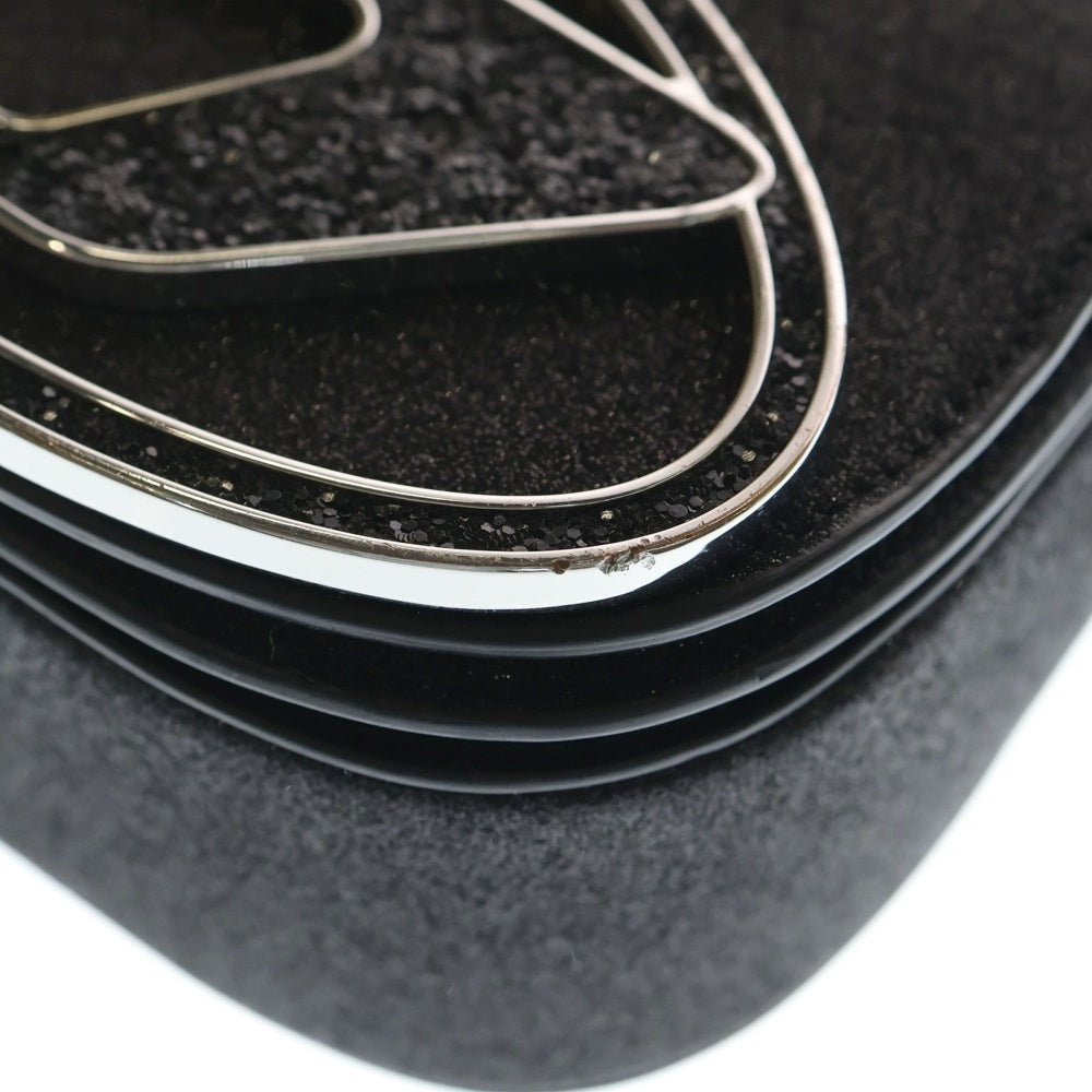 DIESEL(ディーゼル) 24SS 1DR ロゴプレート グリッター ハンドバッグ ショルダーバッグ ブラック X08396 P0787