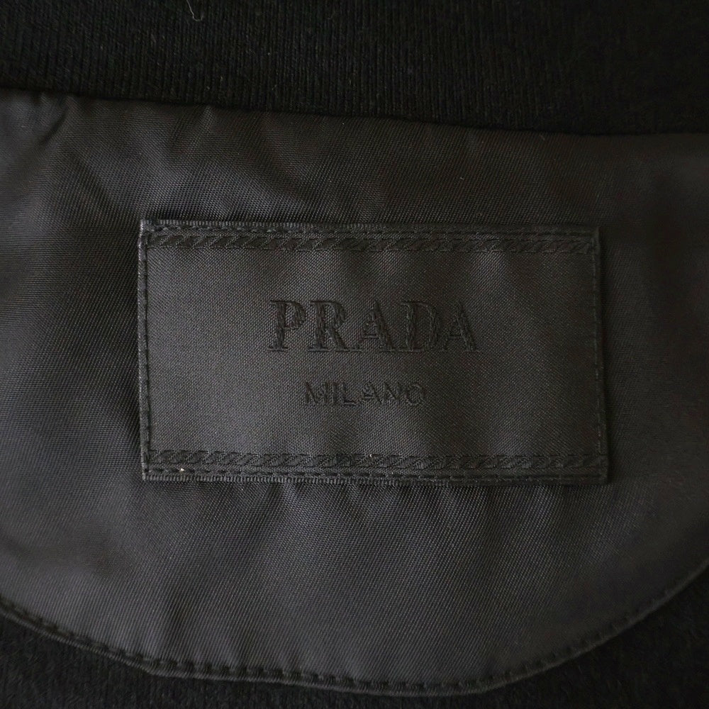 PRADA(プラダ) 24AW トライアングルロゴプレート付き スーパーファインウールカーディガン ジップアップニット ブラック UMG332 S000 1411