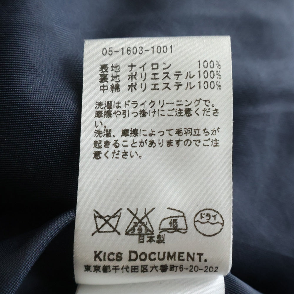 NO BRAND(ノーブランド) KICS DOCUMENT. 16AW KHONOROGICA VINTAGE NY OX PADDED COAT コロノジカ ヴィンテージニューヨークオックスパデッドコート ネイビー 05-1603-1001