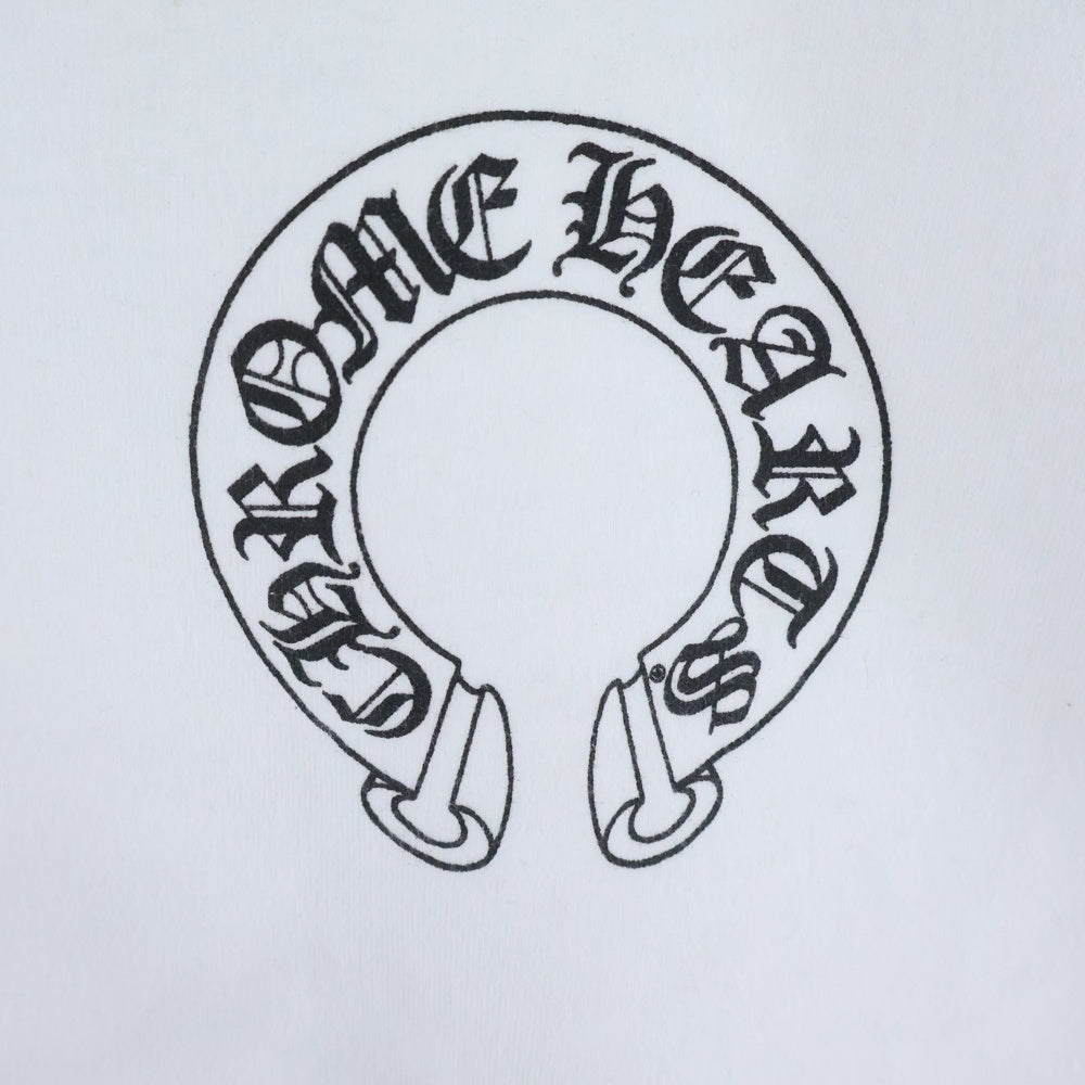 CHROME HEARTS(クロムハーツ) Horseshoe Crewneck Sweatshirt ホースシュープリント 袖フローラル クルーネックスウェットトレーナー ホワイト