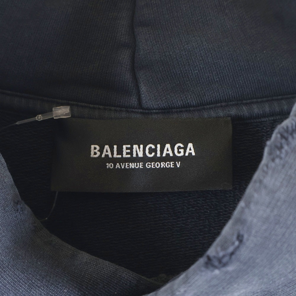 BALENCIAGA(バレンシアガ) 24AW ダメージ加工 ロゴグラフィティ パーカー グレー 821861 TRVY6