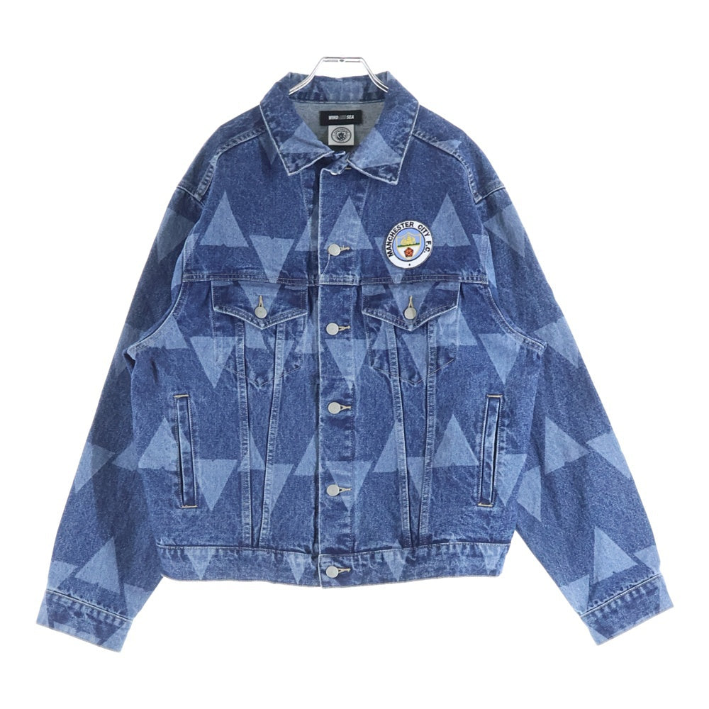 WIND AND SEA(ウィンダンシー) Manchestercity FC マンチェスター・シティ 総柄 デニムジャケット インディゴ