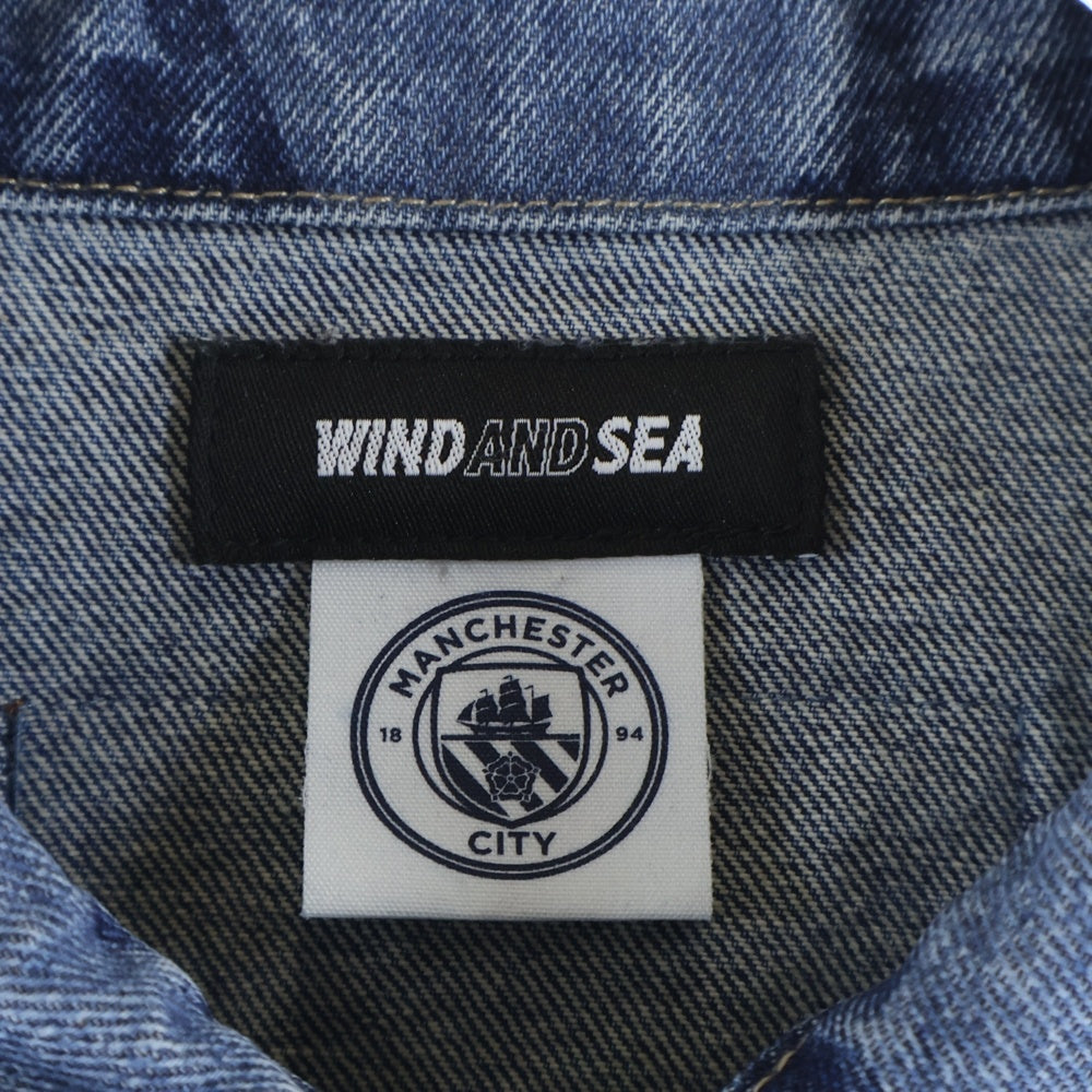 WIND AND SEA(ウィンダンシー) Manchestercity FC マンチェスター・シティ 総柄 デニムジャケット インディゴ