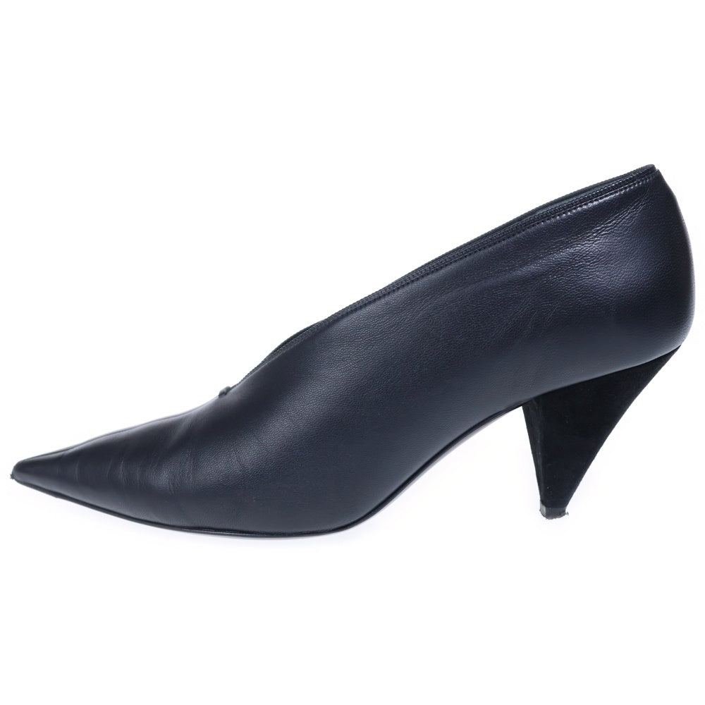 CELINE(セリーヌ) Vネック エッセンシャル ヒールパンプス ブラック レディース 742440