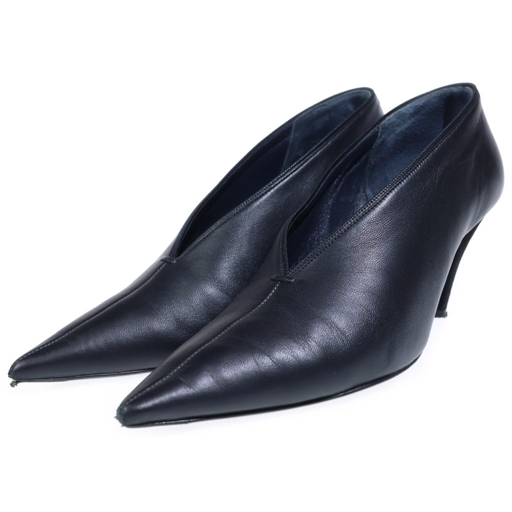 CELINE(セリーヌ) Vネック エッセンシャル ヒールパンプス ブラック レディース 742440