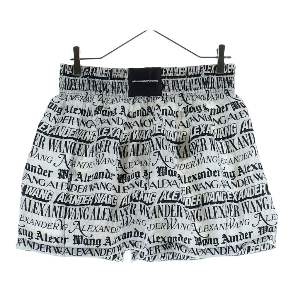 ALEXANDER WANG(アレキサンダーワン) PULL ON BOXER SHORT ロゴ総柄 ボクサー パンツ ショーツ ホワイト/ブラック UWC2244095