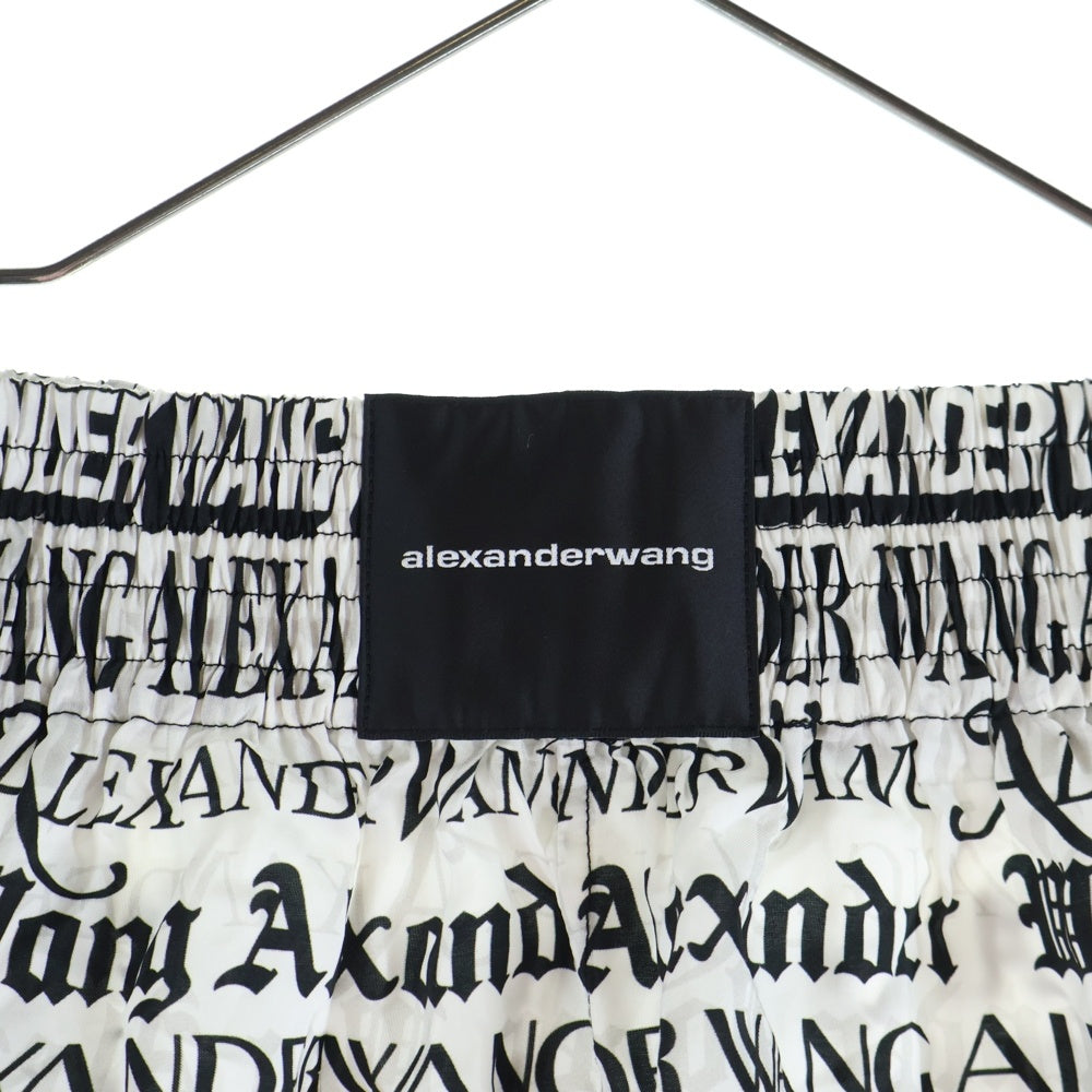 ALEXANDER WANG(アレキサンダーワン) PULL ON BOXER SHORT ロゴ総柄 ボクサー パンツ ショーツ ホワイト/ブラック UWC2244095