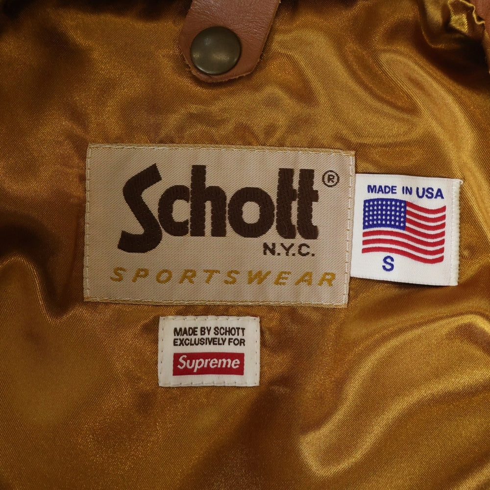 SUPREME(シュプリーム) ×Schott ショット レザー フライトジャケット ブラウン