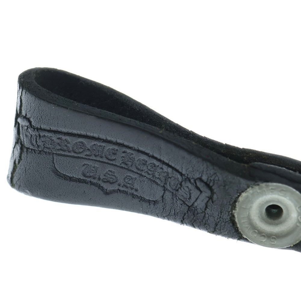 CHROME HEARTS(クロムハーツ) BELT LOOP クロスボールボタンレザーベルトループ シルバー/ブラック BCA397