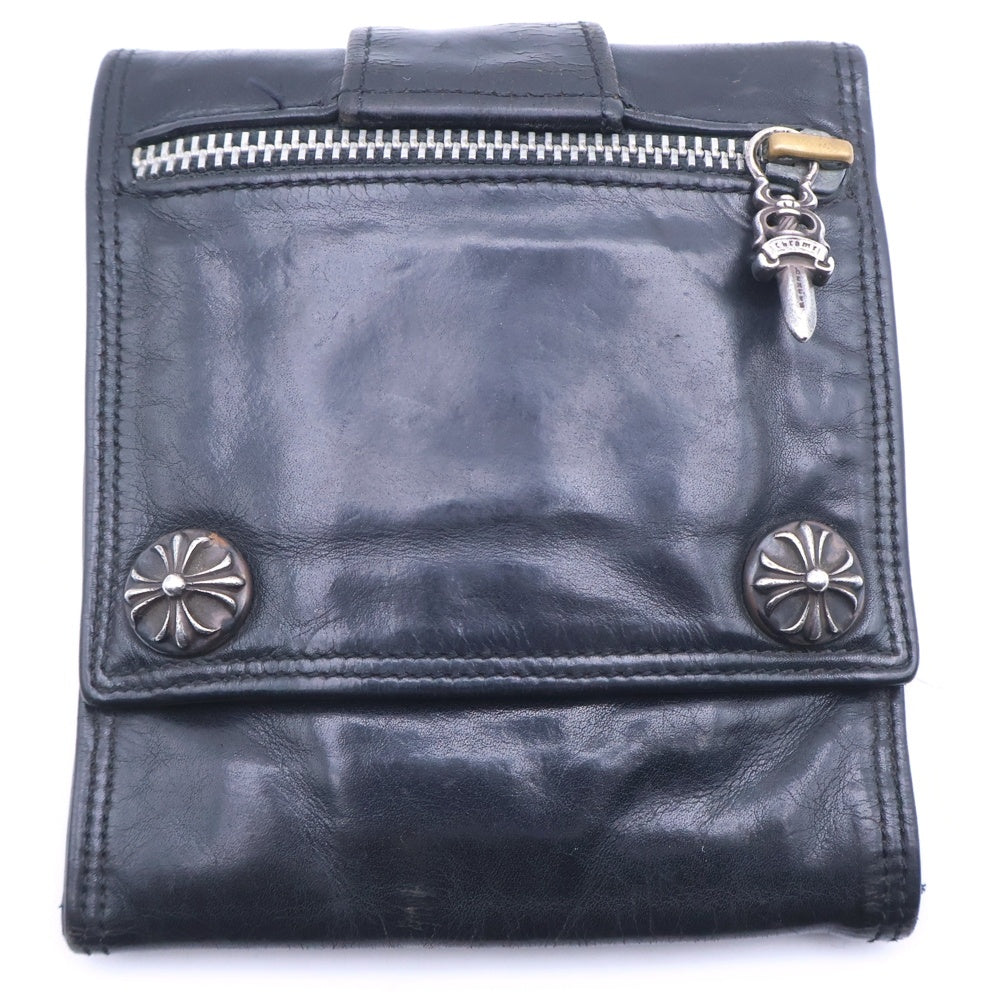CHROME HEARTS(クロムハーツ) 3 FOLD WALLET ラージ 3フォールド レザー ウォレット 財布 ブラック