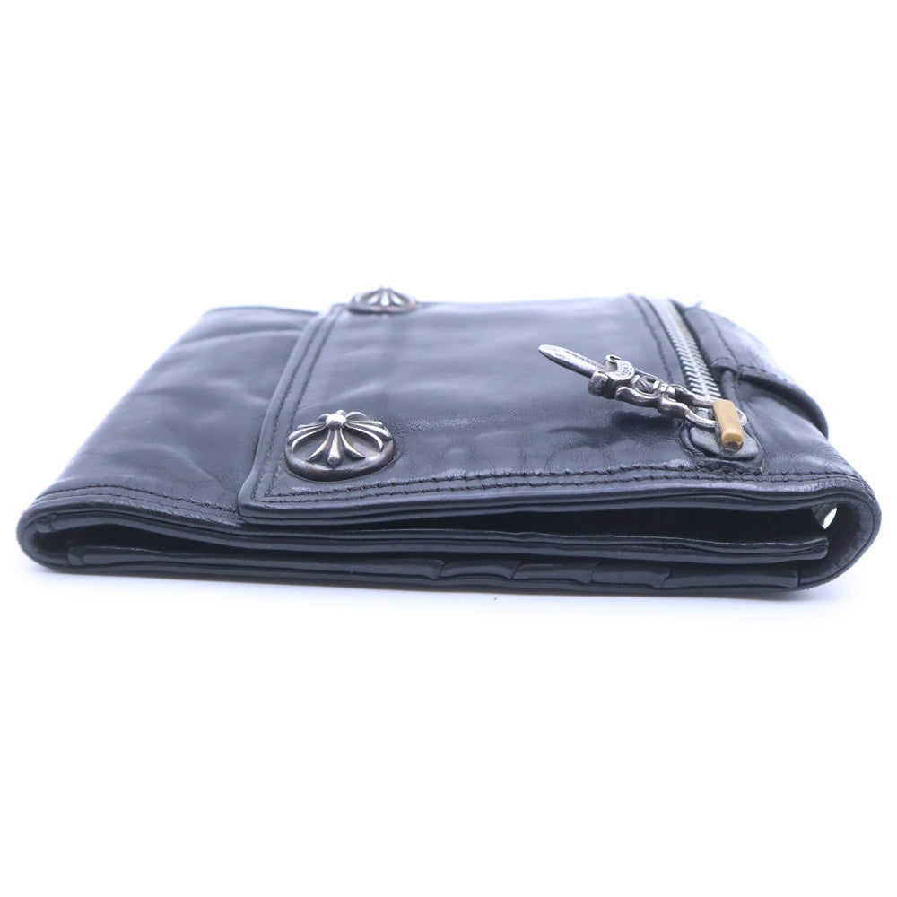 CHROME HEARTS(クロムハーツ) 3 FOLD WALLET ラージ 3フォールド レザー ウォレット 財布 ブラック