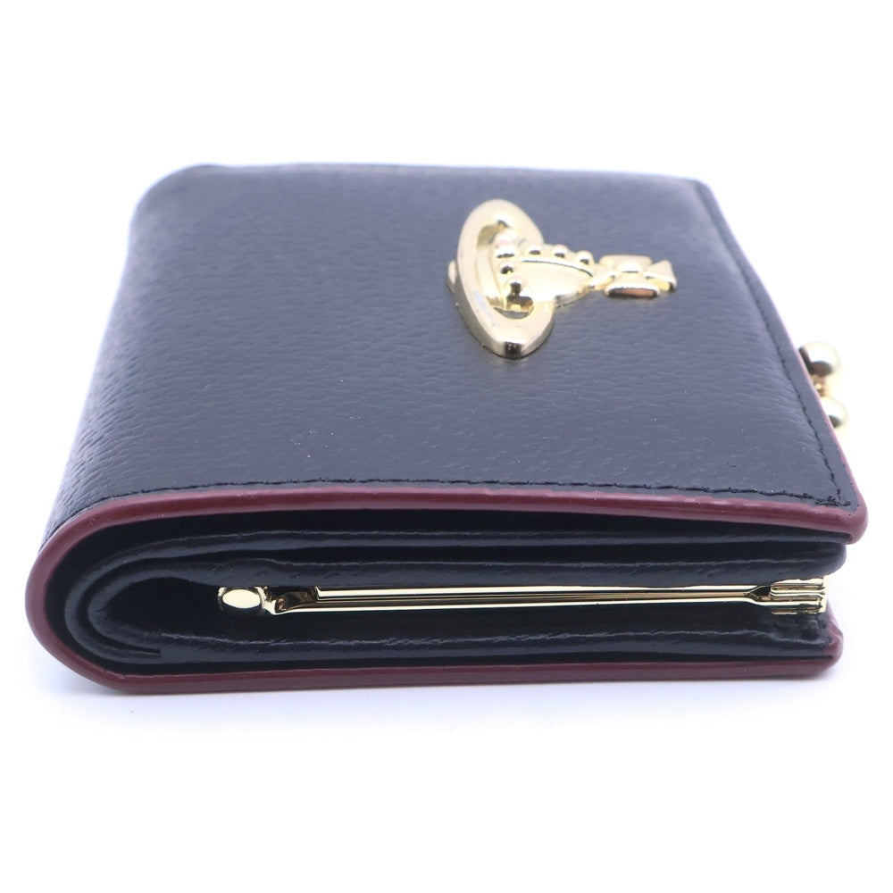 Vivienne Westwood(ヴィヴィアンウエストウッド) オーブロゴ コンパクトウォレット がま口二つ折り財布 ブラック 988VW738 レディース