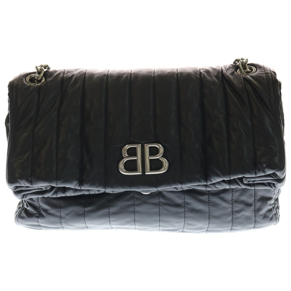 BALENCIAGA(バレンシアガ) MONACO BAG CHAIN モナコ BBロゴ レザー キルティング チェーンショルダーバッグ ブラック レディース