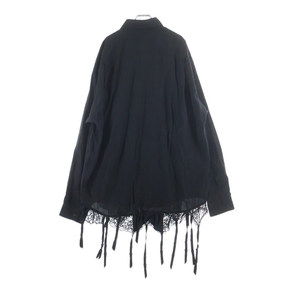 BALENCIAGA(バレンシアガ) レーストリムシャツ ランジェリーシャツ 長袖 ボタンダウン シャツ ブラック 831656TRO37
