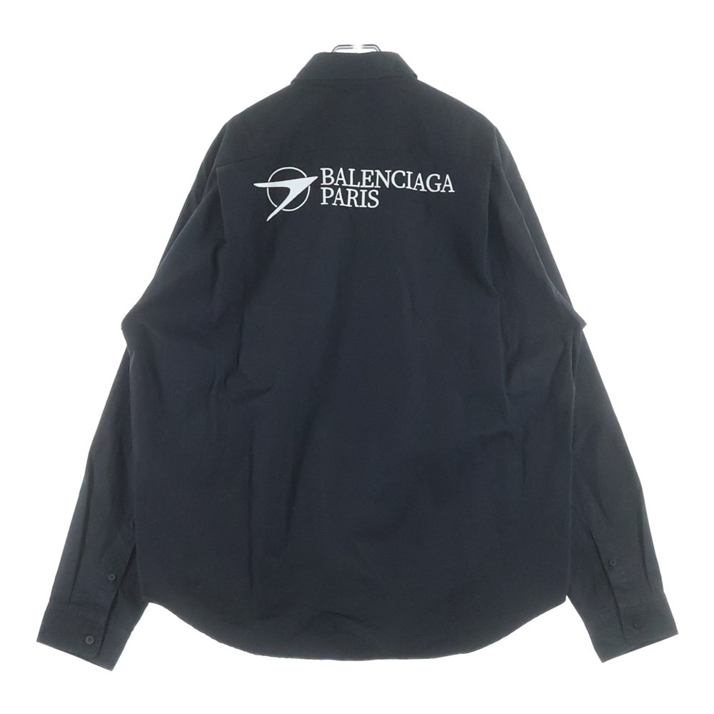 BALENCIAGA(バレンシアガ) 21SS ロゴ刺繍 ラージフィットボタンダウンシャツ 長袖シャツ ブラック KC37 658930 TYB18