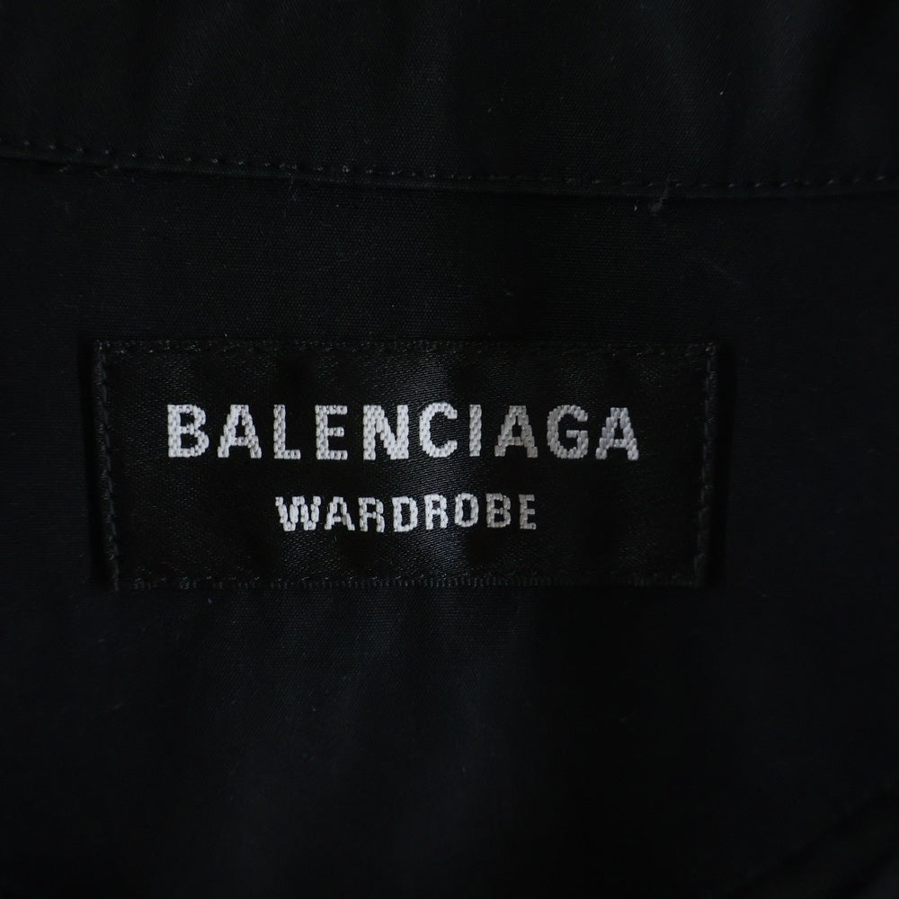 BALENCIAGA(バレンシアガ) 21SS ロゴ刺繍 ラージフィットボタンダウンシャツ 長袖シャツ ブラック KC37 658930 TYB18