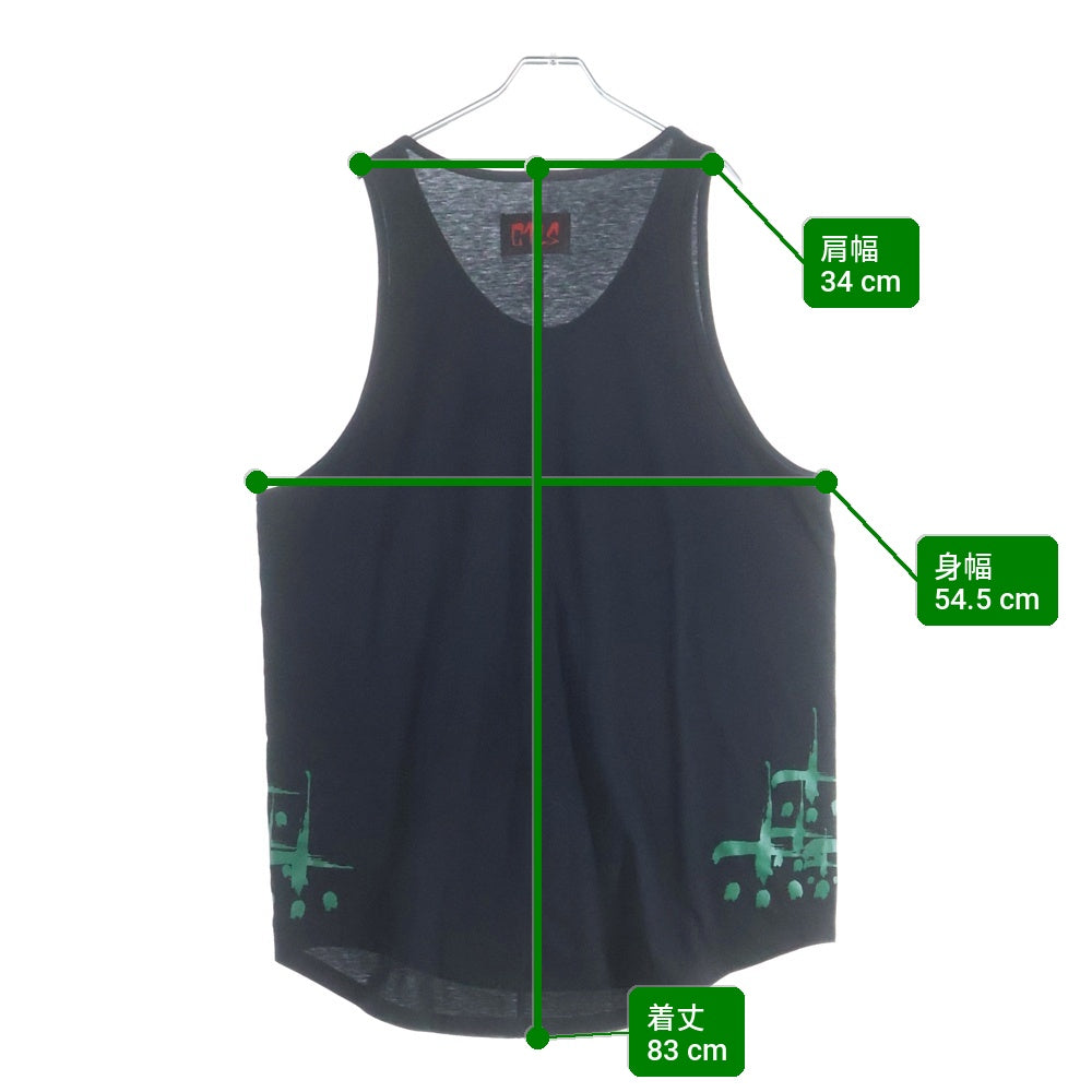 cvtvlist(カタリスト) 23SS SIDE CROSS INNER TANKTOP サイド クロス プリント インナー タンクトップ カットソー ブラック 2301050305