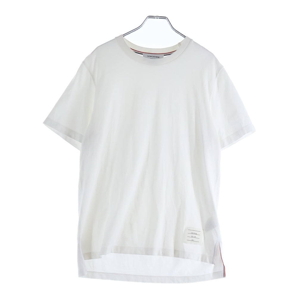 THOM BROWNE(トムブラウン) ジャージー リラックス サイドスリット クルーネック 半袖Tシャツ ホワイト MJS067A-00042-100