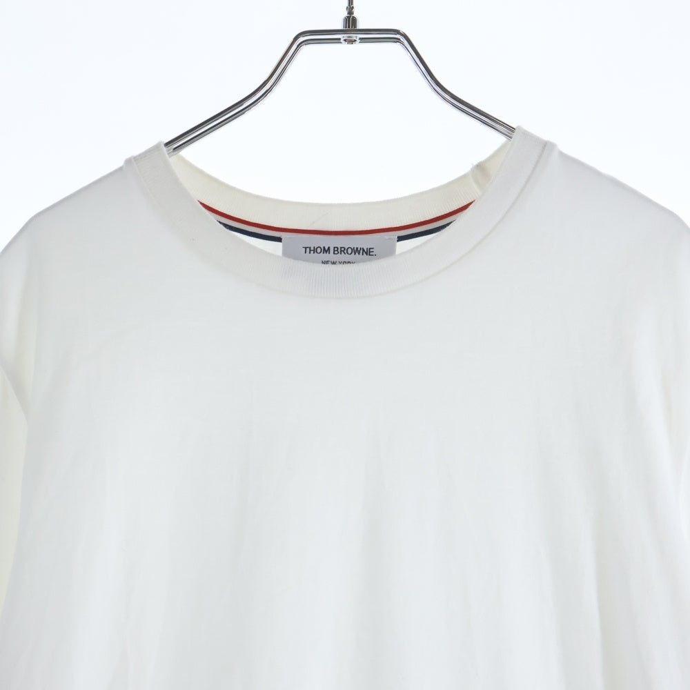 THOM BROWNE(トムブラウン) ジャージー リラックス サイドスリット クルーネック 半袖Tシャツ ホワイト MJS067A-00042-100