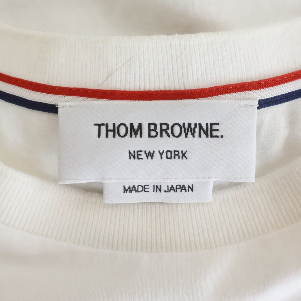 THOM BROWNE(トムブラウン) ジャージー リラックス サイドスリット クルーネック 半袖Tシャツ ホワイト MJS067A-00042-100