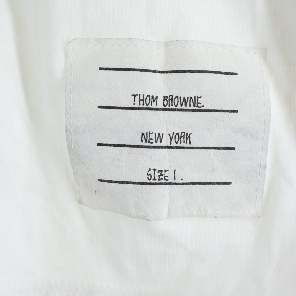THOM BROWNE(トムブラウン) ジャージー リラックス サイドスリット クルーネック 半袖Tシャツ ホワイト MJS067A-00042-100