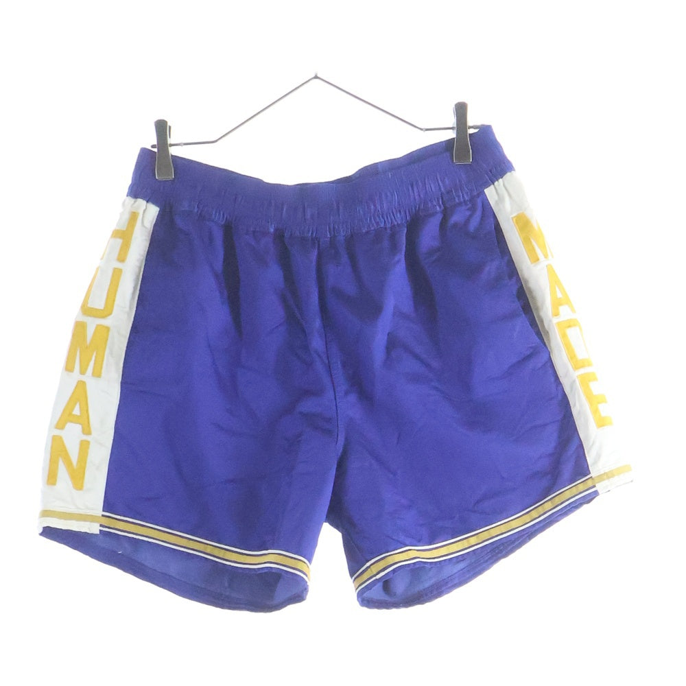 HUMAN MADE(ヒューマンメイド) 25SS GYM SHORTS サイドロゴ ナイロン ハーフパンツ ショーツ ブルー