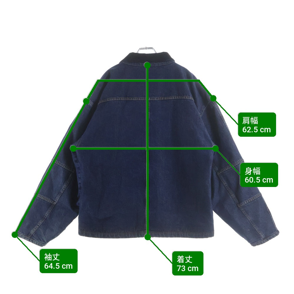 STUSSY(ステューシー) WASHED CANVAS SHOP JACKET ウォッシュドキャンバス ショップ 裏地キルティング デニムカバーオール ジャケット インディゴ