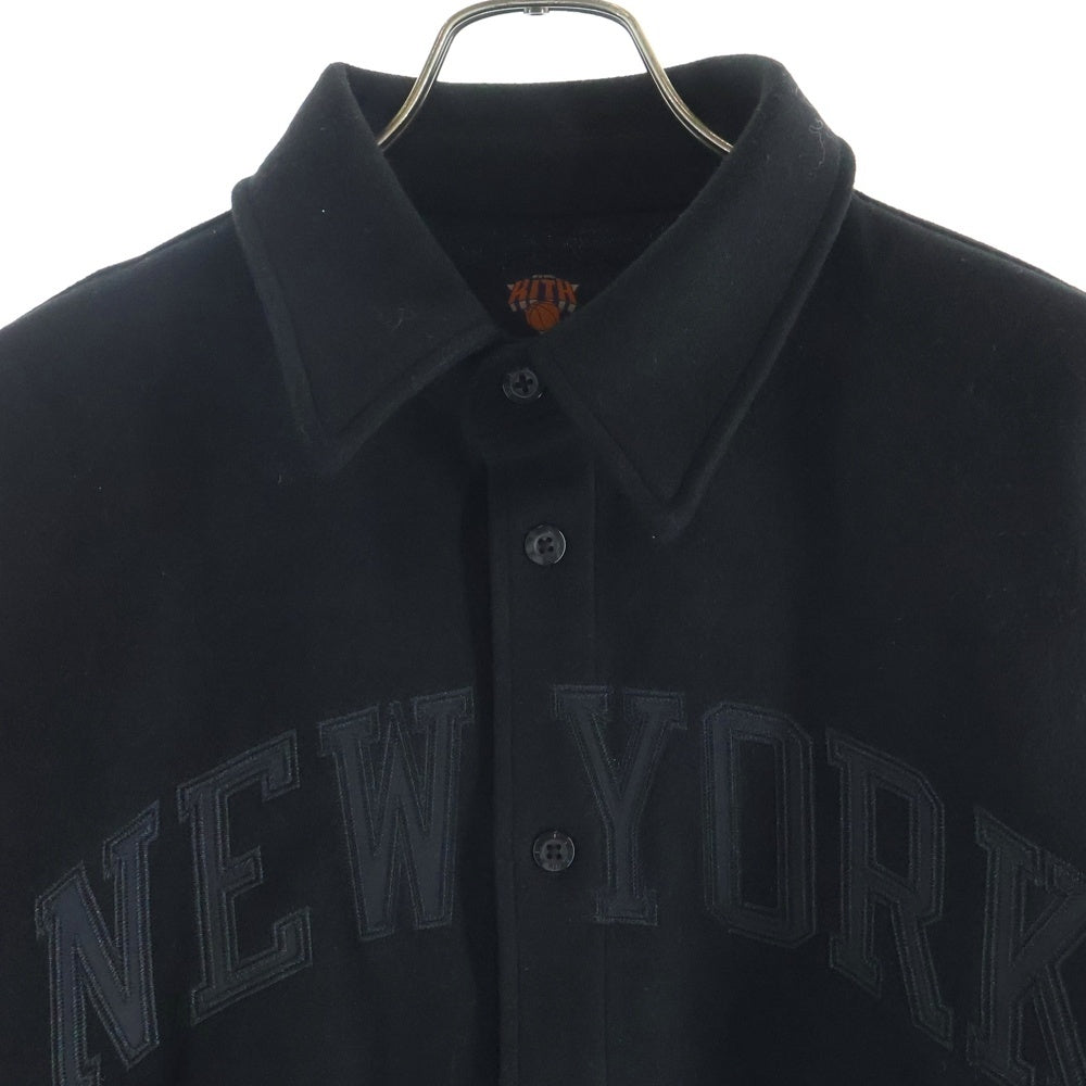 KITH(キス) New York Knicks Felted Apollo Shirt フロントニューヨーク刺繍 長袖シャツジャケット ブラック 25-050-060-0009-4-0