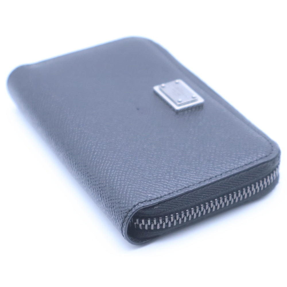 DOLCE & GABBANA(ドルチェアンドガッバーナ) ロゴプレート レザー カードケース ブラック レディース