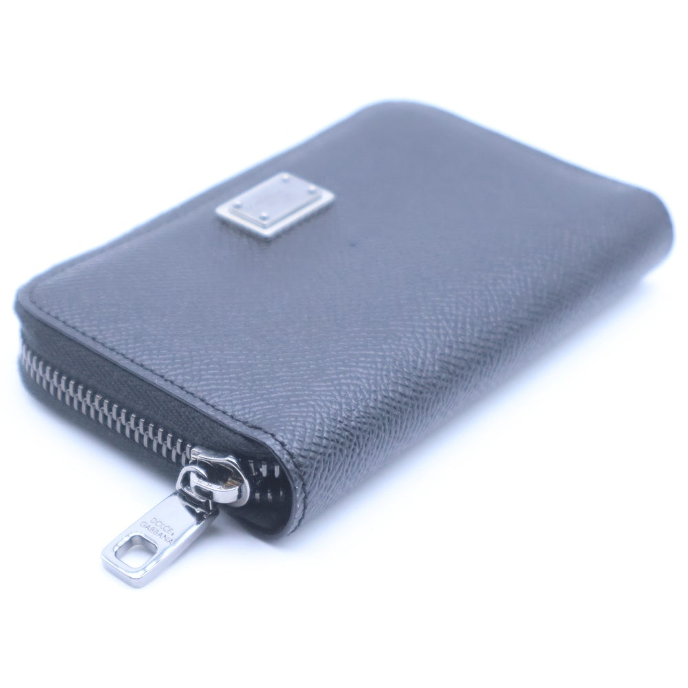 DOLCE & GABBANA(ドルチェアンドガッバーナ) ロゴプレート レザー カードケース ブラック レディース