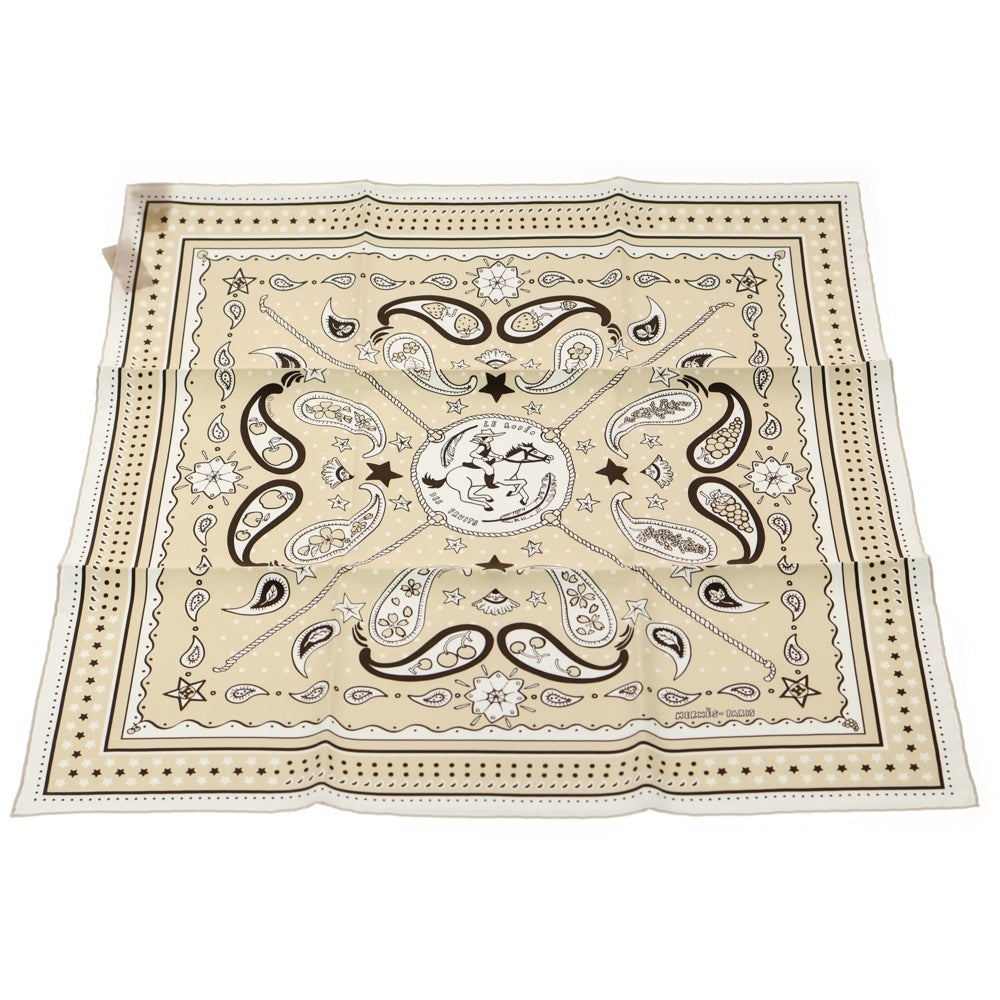 HERMES(エルメス) RODEO DES FRUITS ロデオデフルーツ カレ55 シルク バンダナ スカーフ ベージュ レディース