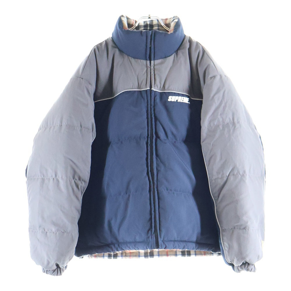 SUPREME(シュプリーム) 24AW Reversible Puffer Jacket 裏地チェック リバーシブル パファー ジャケット ブルー/グレー