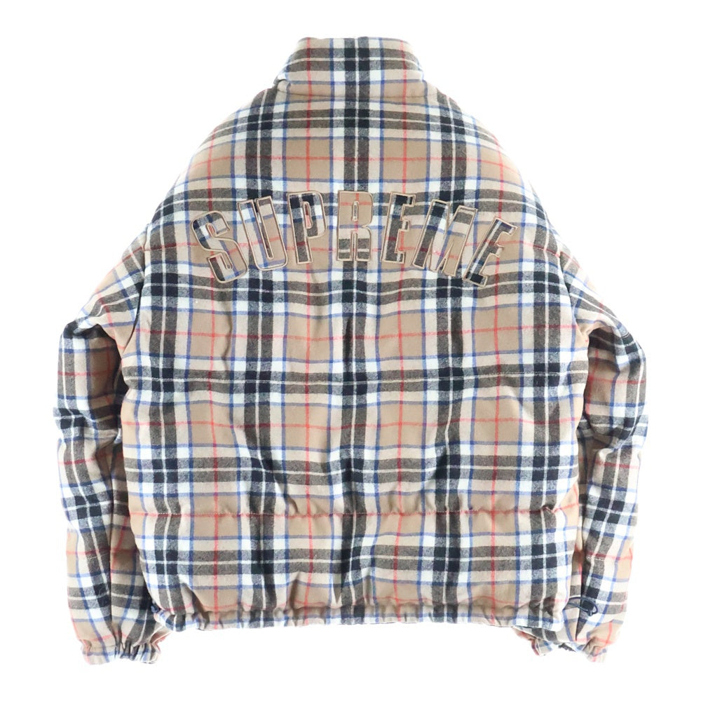 SUPREME(シュプリーム) 24AW Reversible Puffer Jacket 裏地チェック リバーシブル パファー ジャケット ブルー/グレー