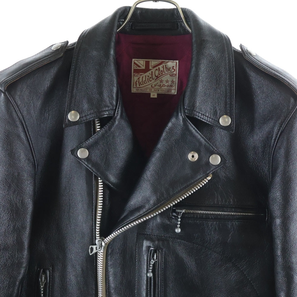 addict clothes(アディクトクローズ) AD-13 CAROLINA JACKET ラムレザージャケット ダブルライダース ブラック