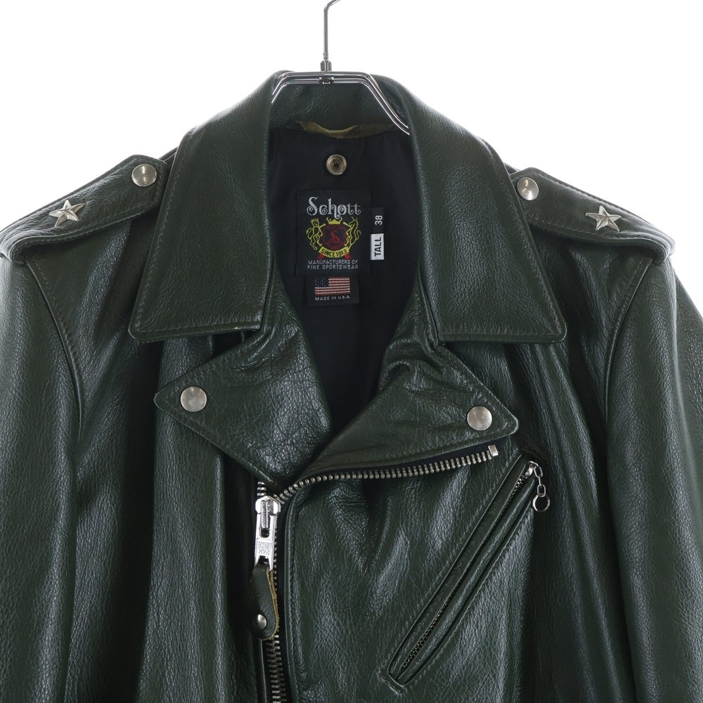 SCHOTT(ショット) 503UST COLORED ONE STAR ワンスター カウレザージャケット ダブルライダース グリーン 7641
