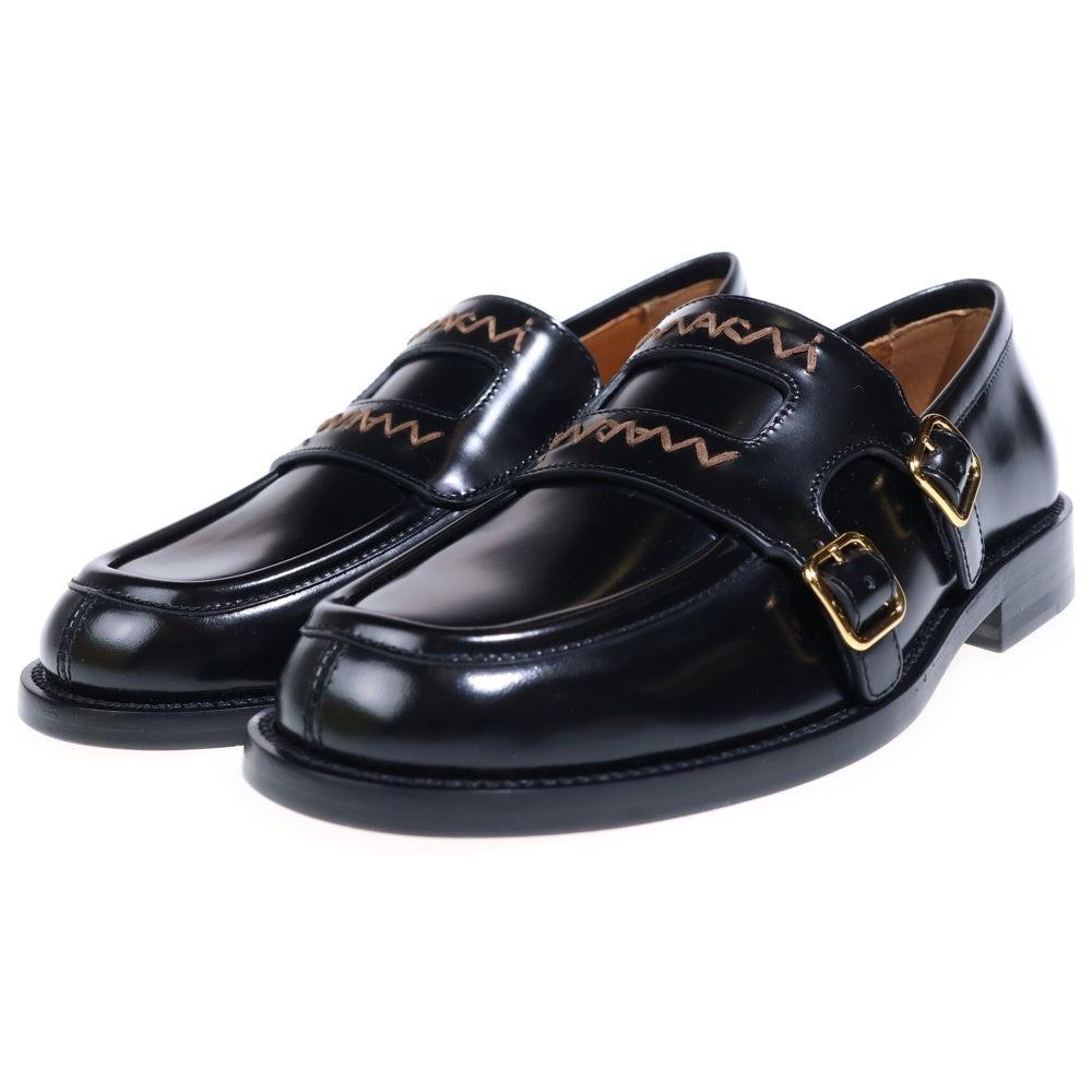 MARNI(マルニ) 25AW MOMS006002 Bambi 3.0 loafer with double buckle ダブルバックル 刺繍入り レザー ローファー レディース