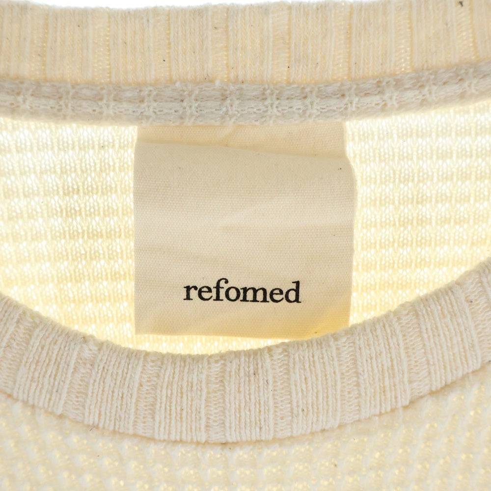 refomed(リフォメッド) AZEAMI THERMAL TEE 畦編みサーマルTシャツ クルーネック長袖カットソー アイボリー RECU-001